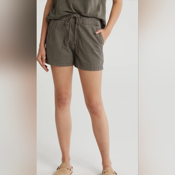 James Perse Textured Stripe Drawstring Shorts NWT